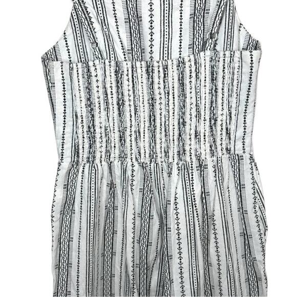 Linen-Blend Geometric-Stripe Sleeveless Jumpsuit -Size Small - Picture 3 of 7